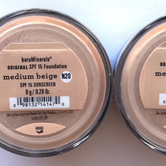 #NWT bareMinerals SPF15 Original Foundation Medium Beige N20 8g/0.28oz Lot of 2 - Picture 1 of 2
